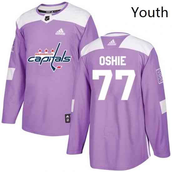 Youth Adidas Washington Capitals 77 TJ Oshie Authentic Purple Fights Cancer Practice NHL Jersey